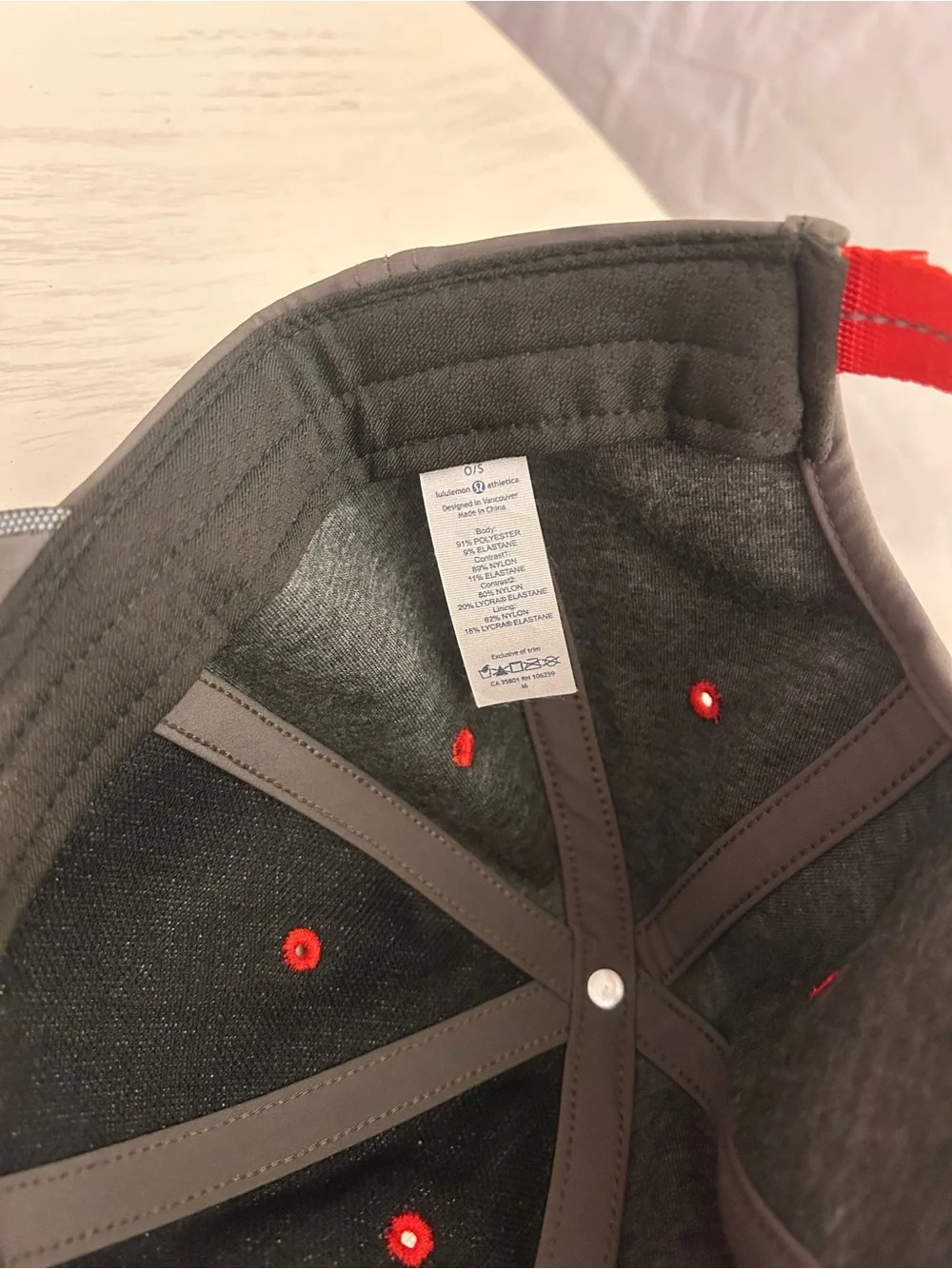 lululemon athletica Gray Cap with Red Eyelets